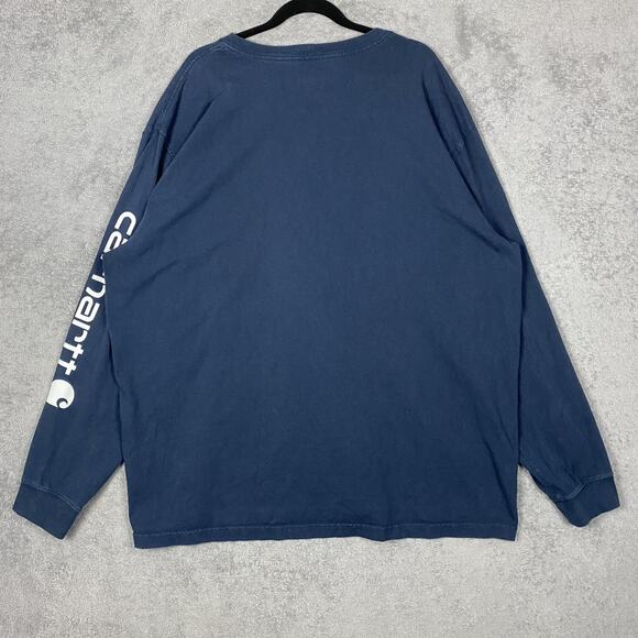Carhartt Shirt Mens 2XL Navy Long Sleeve Original Fit Logo Sleeve K231 Cotton - Picture 6 of 16